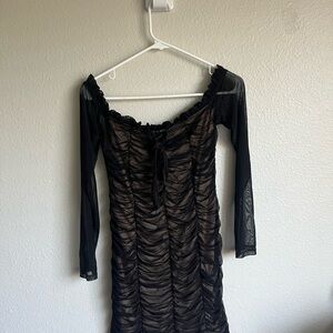 Elegant Black Ruched Dress